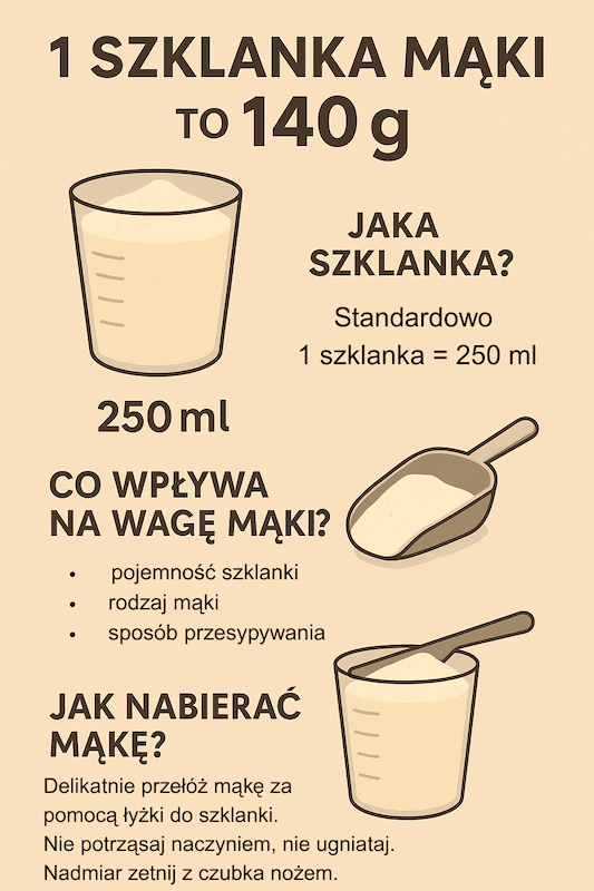 szklanka mąki - ile to gramów i jak nabierać 