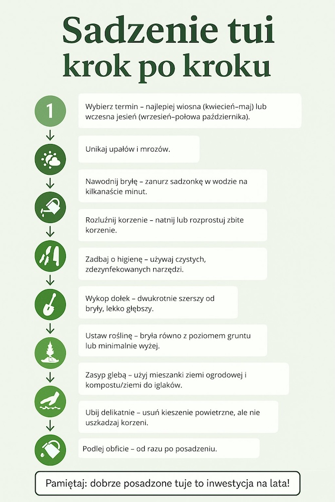 jak sadzić tuje - instruktaż krok po kroku 