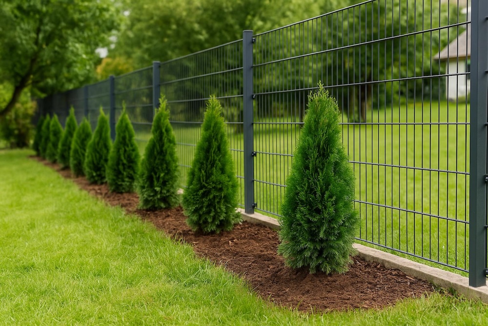 jak sadzić tuje przy ogrodzeniu 