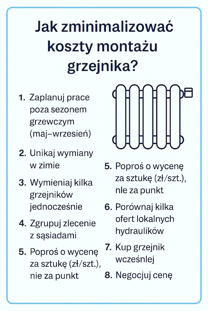 jak zminimalizować koszty montażu grzejnika jak nie przepłacić przy montowaniu grzejnika
