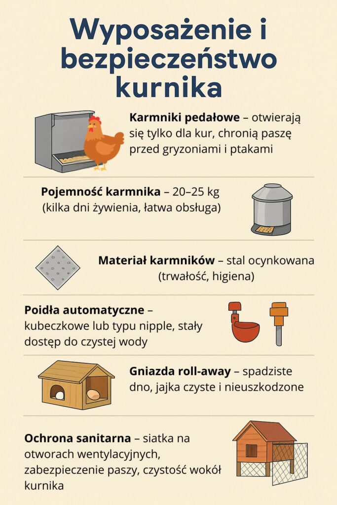 projekt kurnika na 10 kur - elementy wyposażenia 