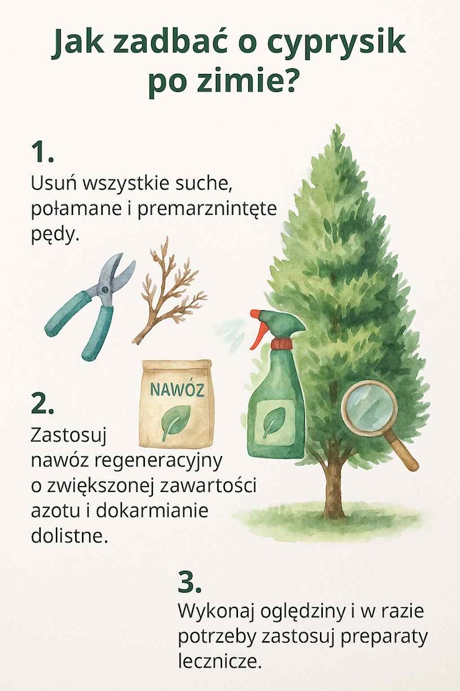 sposoby pielęgnacji cyprysika po zimie 