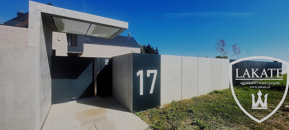 Nowoczesne ogrodzenie betonowe z aluminium