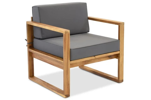 krzesło z drewna i materiału do ogrodu 