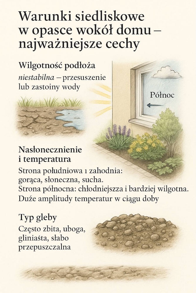 rośliny w opasce wokół domu - warunki uprawowe rośliny w opasce wokół domu - warunki siedliskowe