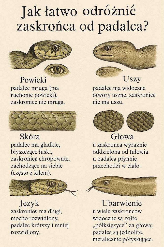 zaskroniec a padalec - charakterystyka gatunków zaskroniec a padalec - zestawienie