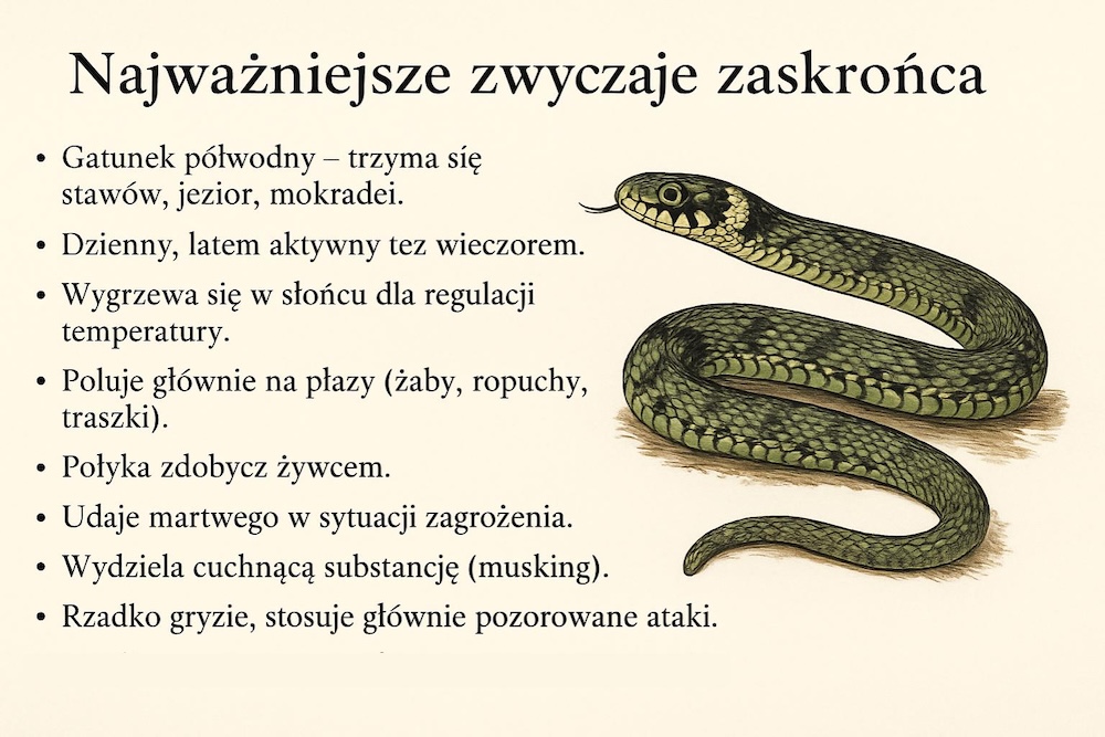 typowe zachowanie i zwyczaje dla zaskrońca zwyczaje zaskrońca