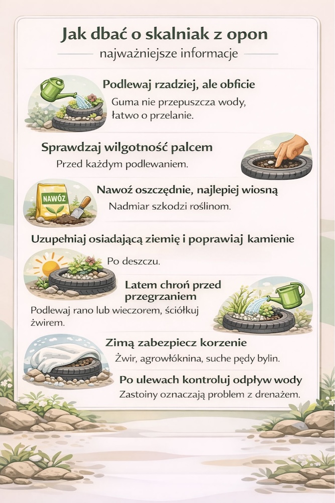 zasady pielęgnacji skalniaka z opon zasady dbania o skalniak z opon