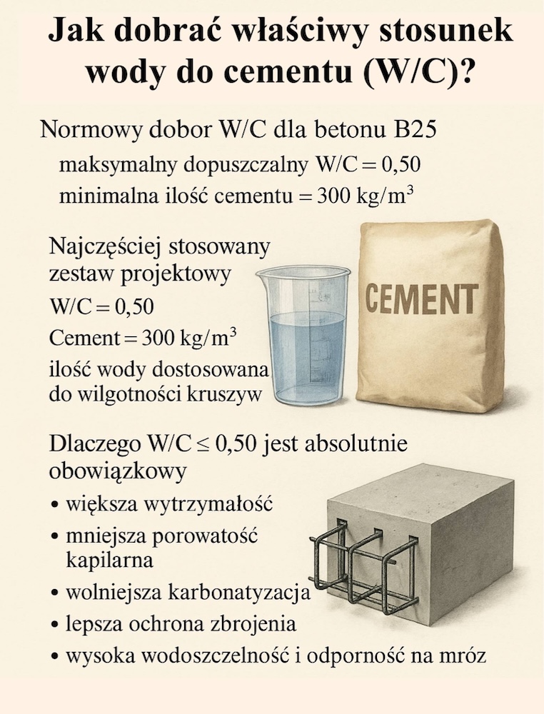 receptura betonu b25 na 1m3 - wymagana ilość wody
receptura betonu b25 na 1m3 - potrzebna woda
