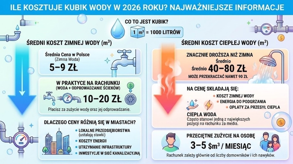 ile kosztuje kubik wody w domu ile kosztuje kubik wody zimnej i ciepłej
