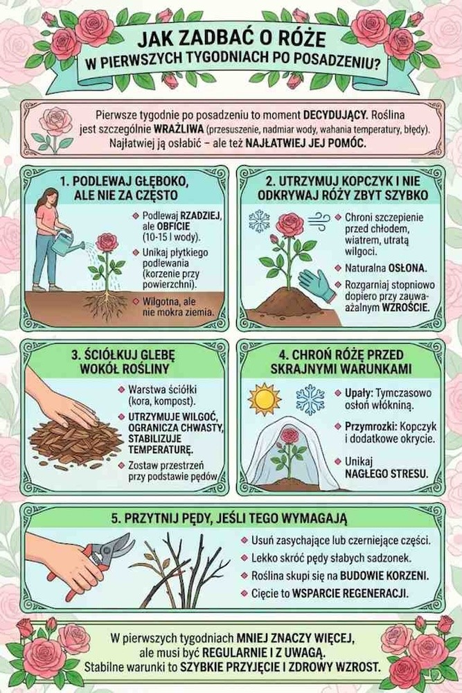 jak pielęgnować róże po posadzeniu 