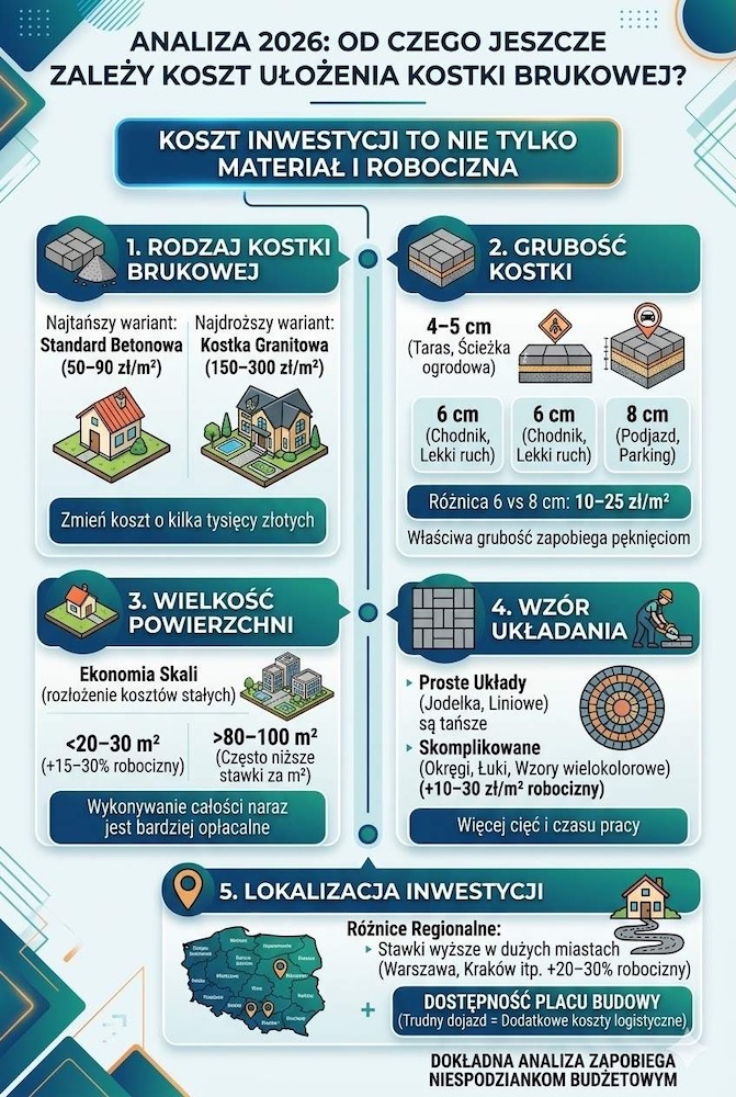 składowe ceny za ułożenie kostki brukowej 