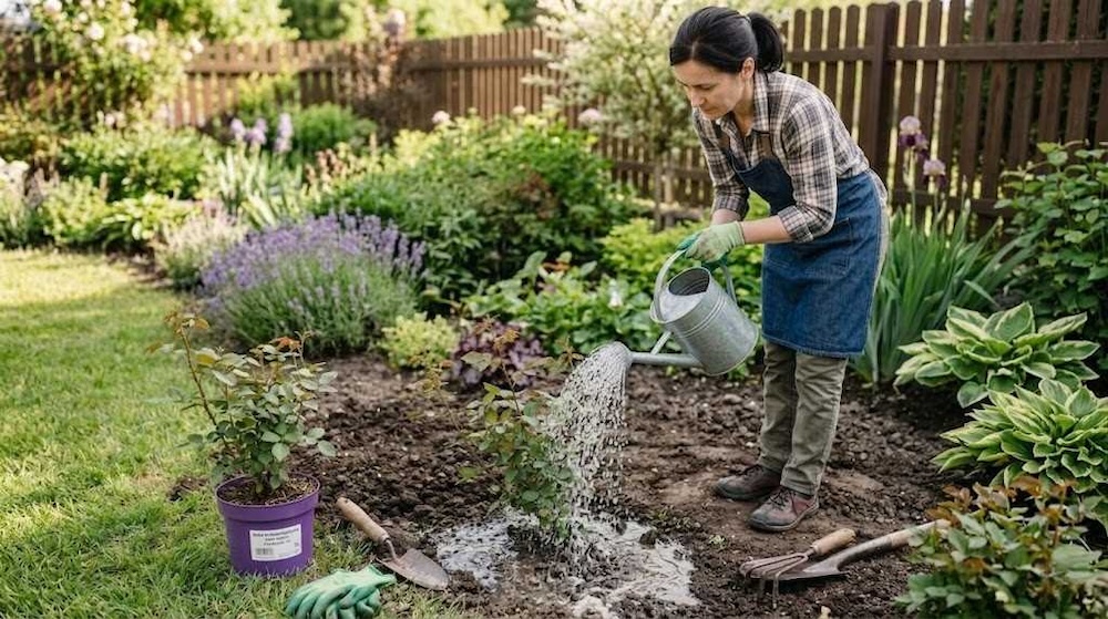 obfite podlewanie róży po zasadzeniu 