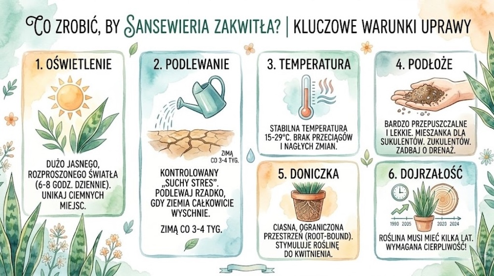 sansewieria kwitnienie - jak je przyspieszyć