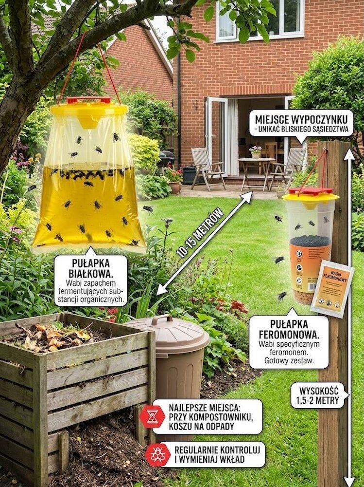 co odstrasza muchy w ogrodzie - gotowe pułapki 