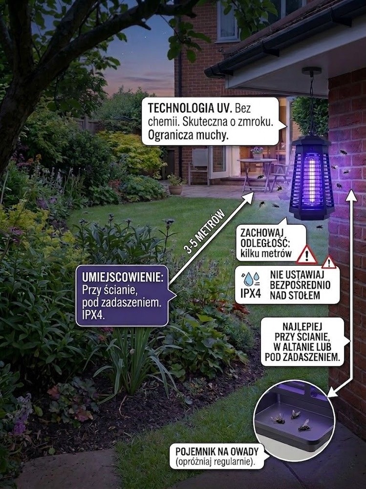 ogrodowe lampy uv na muchy - działanie 