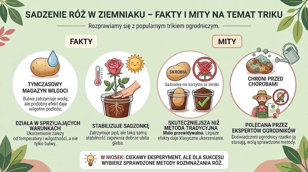 sadzonki róży w ziemniaku - czy to działa 