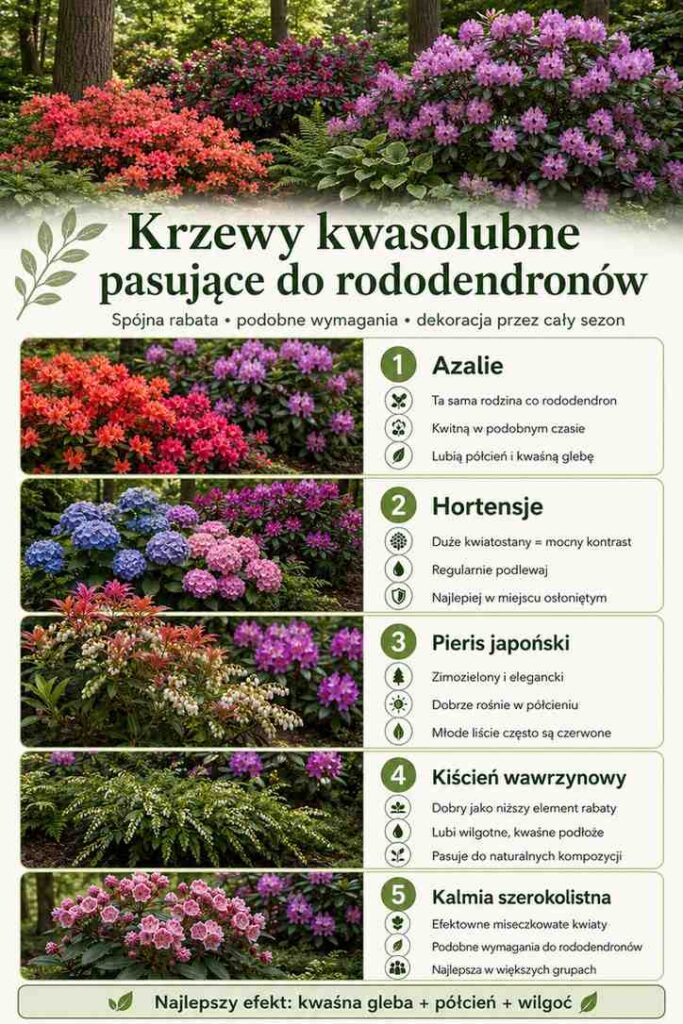 co posadzić obok rododendrona - kwasolubne odmiany krzewów co posadzić obok rododendrona - krzewy