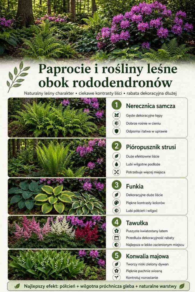 co posadzić obok rododendrona - odmiany leśne co posadzić obok rododendrona - rośliny leśne