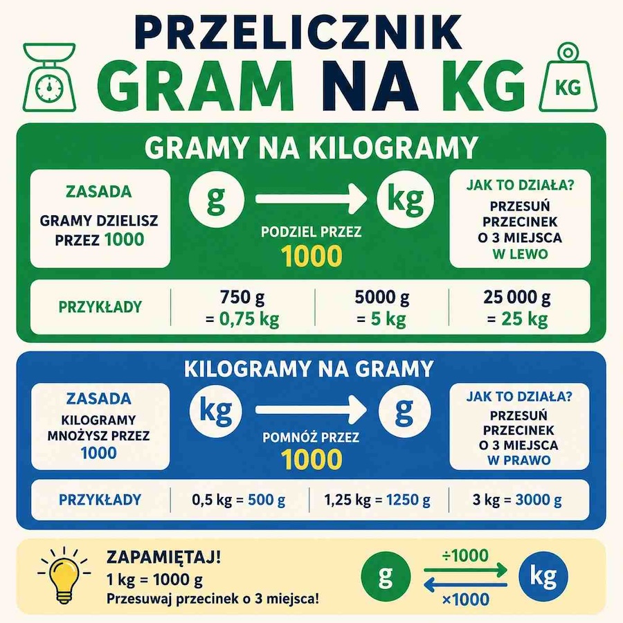 gram na kg - przeliczanie