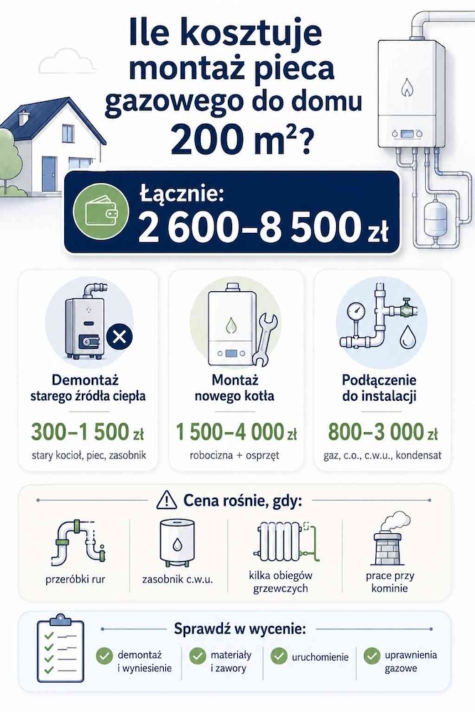 jaki piec gazowy do domu 200 m2 - cena 