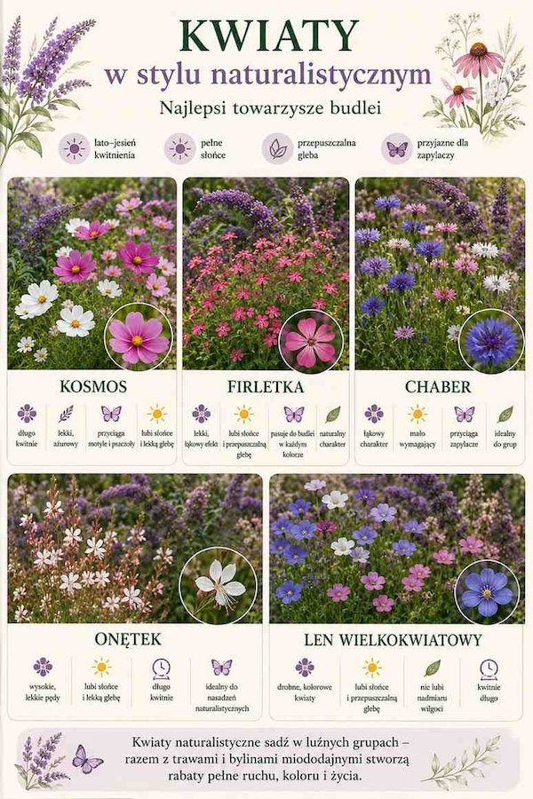 naturalistyczne kwiaty do sadzenia z budleją 