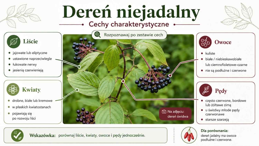 dereń niejadalny - najważniejsze cechy 