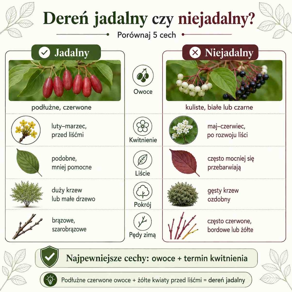 odróżnienie derenia jadalnego od niejadalnego 