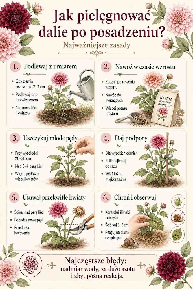 jak dbać o dalie po posadzeniu 