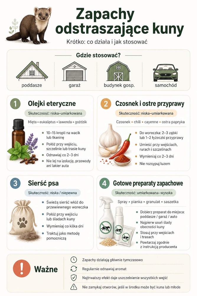 jakiego zapachu nie lubią kuny - infografika zapachów