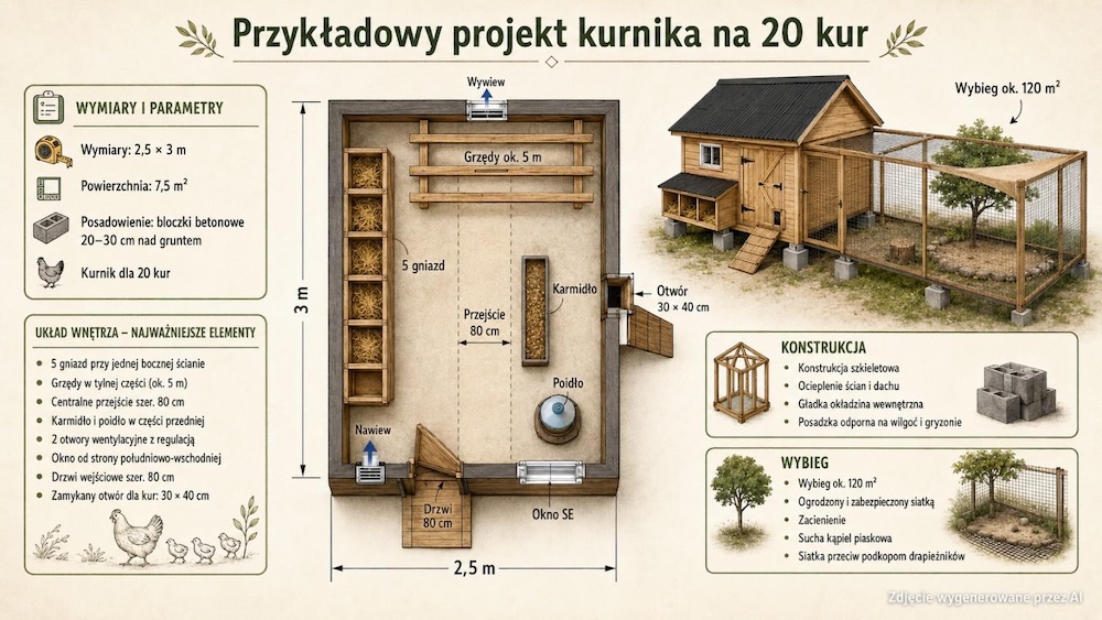 projekt kurnika na 20 kur - propozycja 