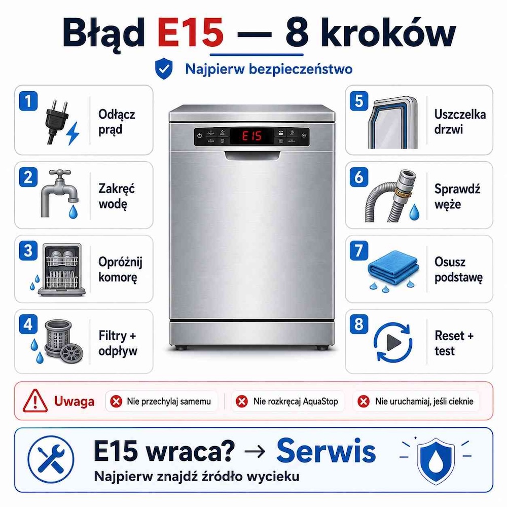 zmywarka bosch błąd e15 - jak usunąć